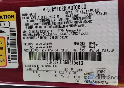 2016 Lincoln Mkz Hybrid из США, поврежденный, VIN 3LN6L2LU3GR615613